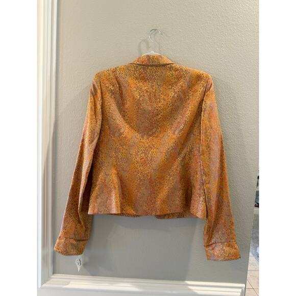 Kay Unger Vintage NWT Orange Gold Paisley Brocade India Lined Jacket Sz 10 - Picture 2 of 8